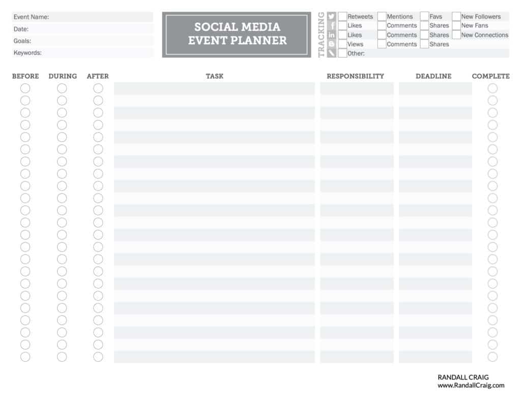 Social Media Event Planning Worksheet