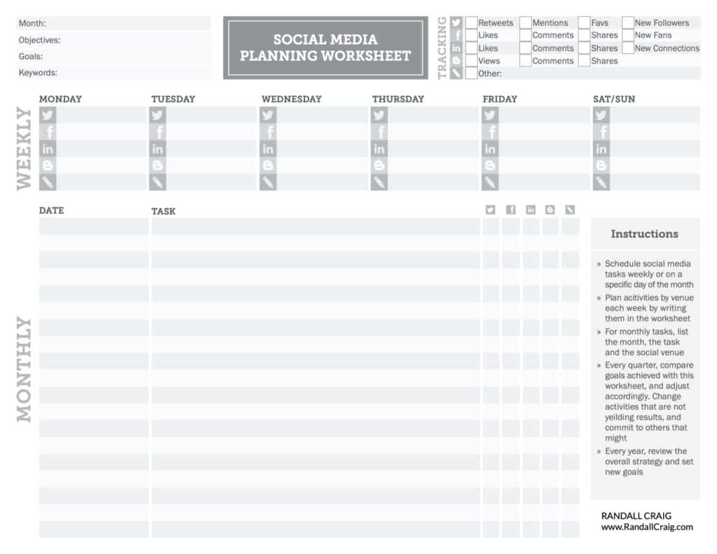 Social Media Planning Worksheet